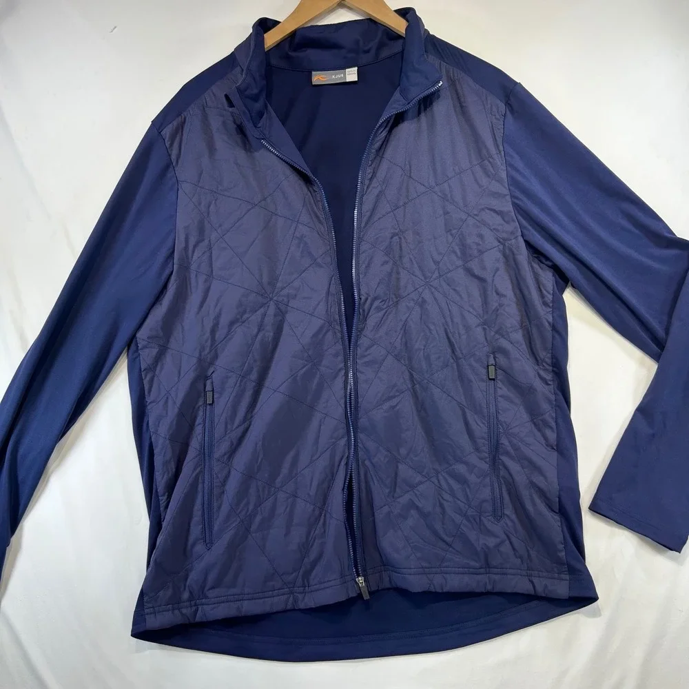 NWOT KJUS Golf Men Retention Jacket 2XL Blue Quilted Technical Performance